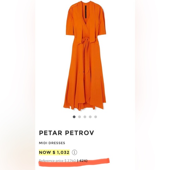 ♦️Petar Petrov Orange Maxi Dress with Tie Detail diamonds ♦️ - Picture 2 of 9